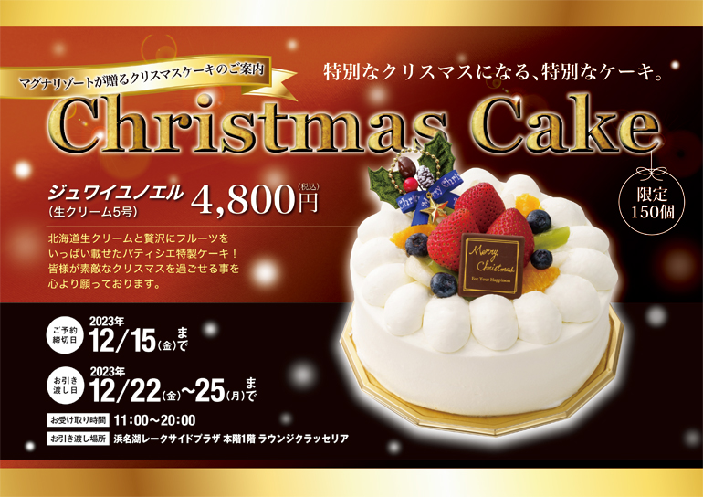 浜名湖レークサイドプラザが贈る🎅🎁<br />クリスマスケーキのご案内