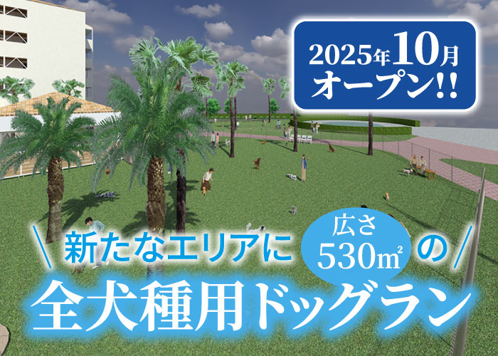 愛犬がのびのび過ごせる<br />全犬種用ドッグラン 10月1日オープン